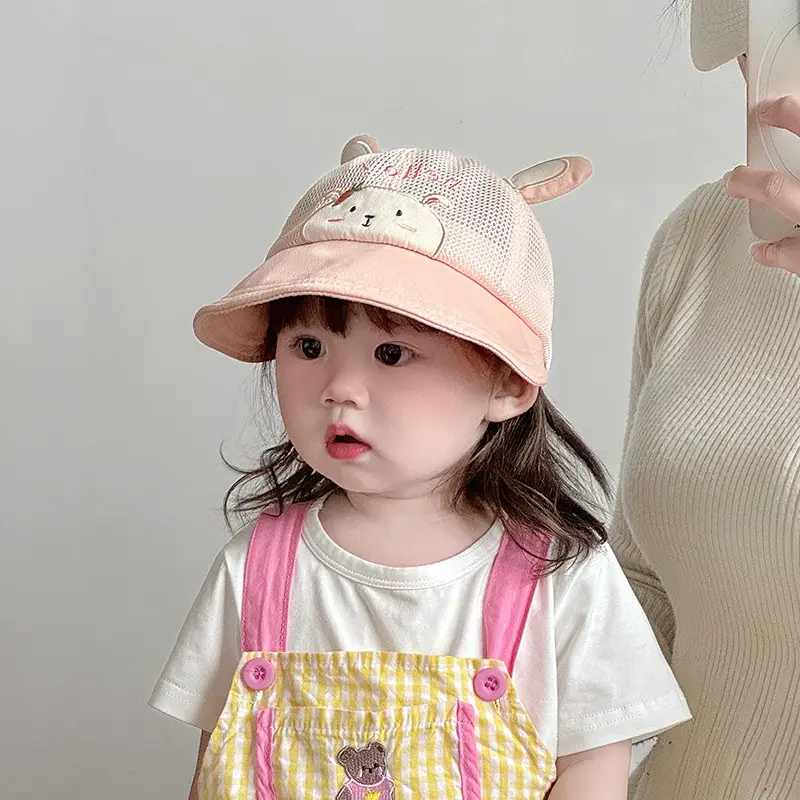 Baby's Cute Cat Ear Mesh Hat Pink Travel Sunshade — feature 3