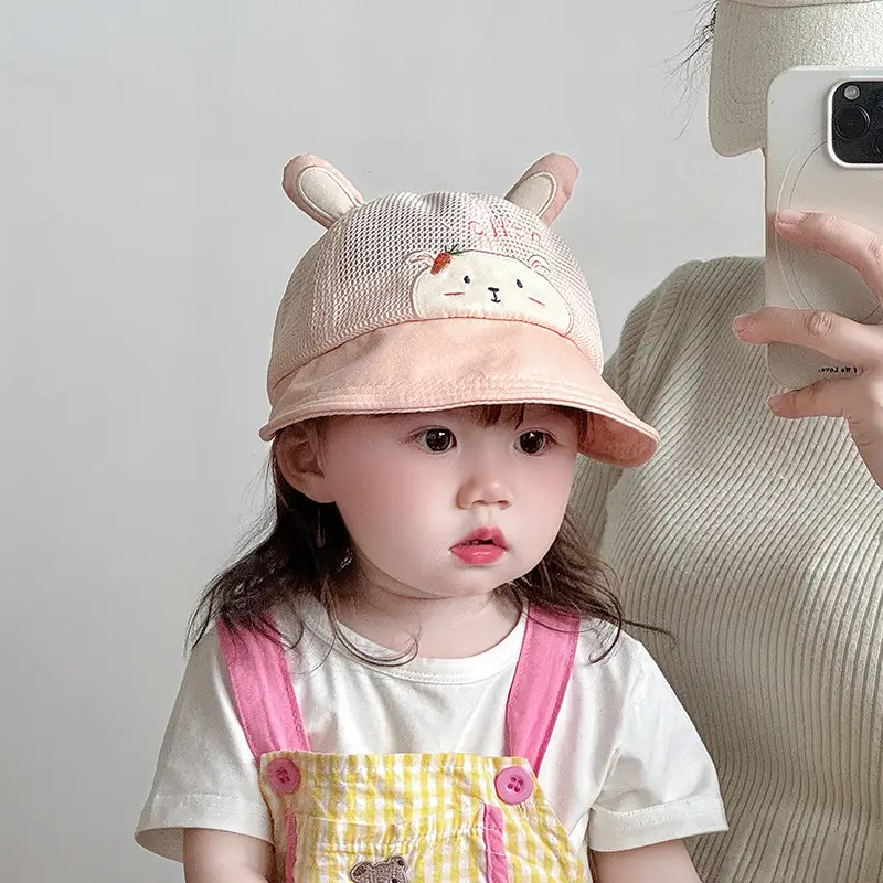 Baby's Cute Cat Ear Mesh Hat Pink Travel Sunshade — feature 4
