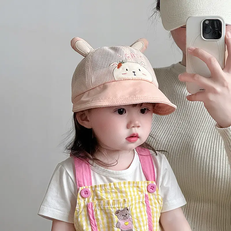Baby's Cute Cat Ear Mesh Hat Pink Travel Sunshade — feature 5