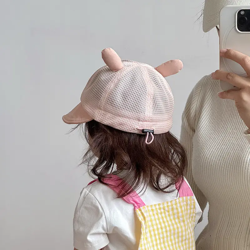 Baby's Cute Cat Ear Mesh Hat Pink Travel Sunshade — feature 6