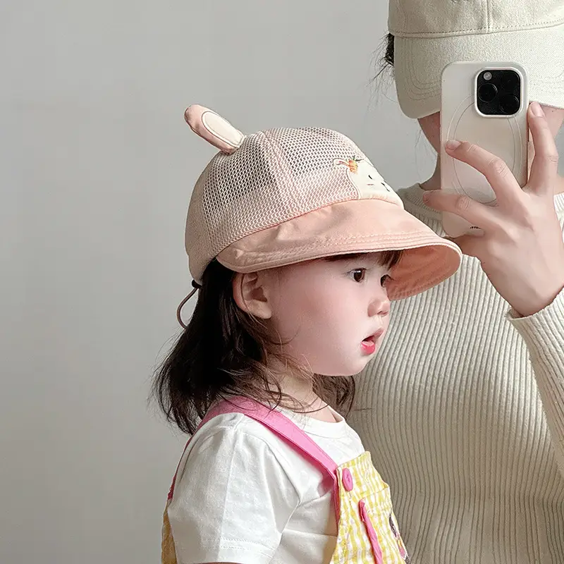 Baby's Cute Cat Ear Mesh Hat Pink Travel Sunshade — feature 7