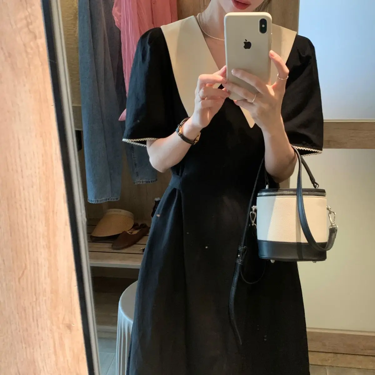 French V-Neck Black Dress for Plus Size Women — feature 19
