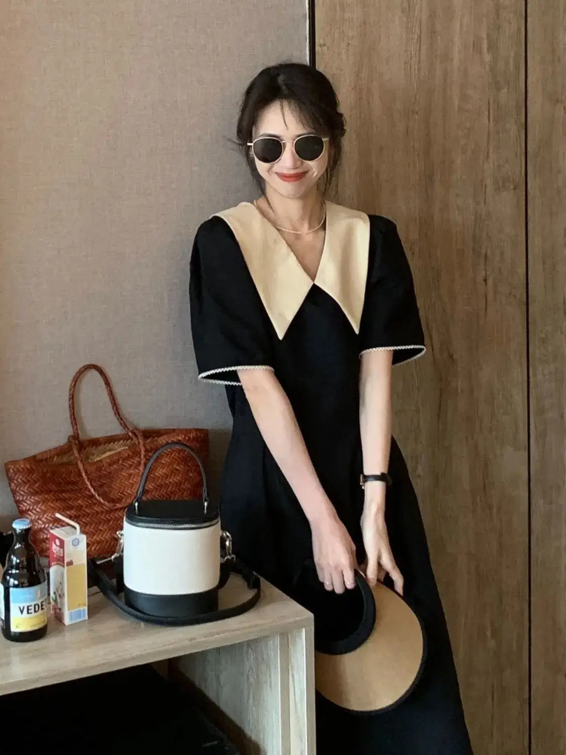 French V-Neck Black Dress for Plus Size Women — feature 2