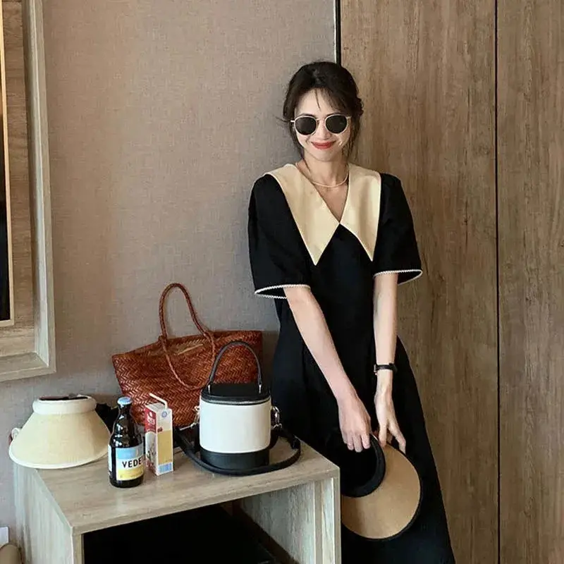 French V-Neck Black Dress for Plus Size Women — feature 3