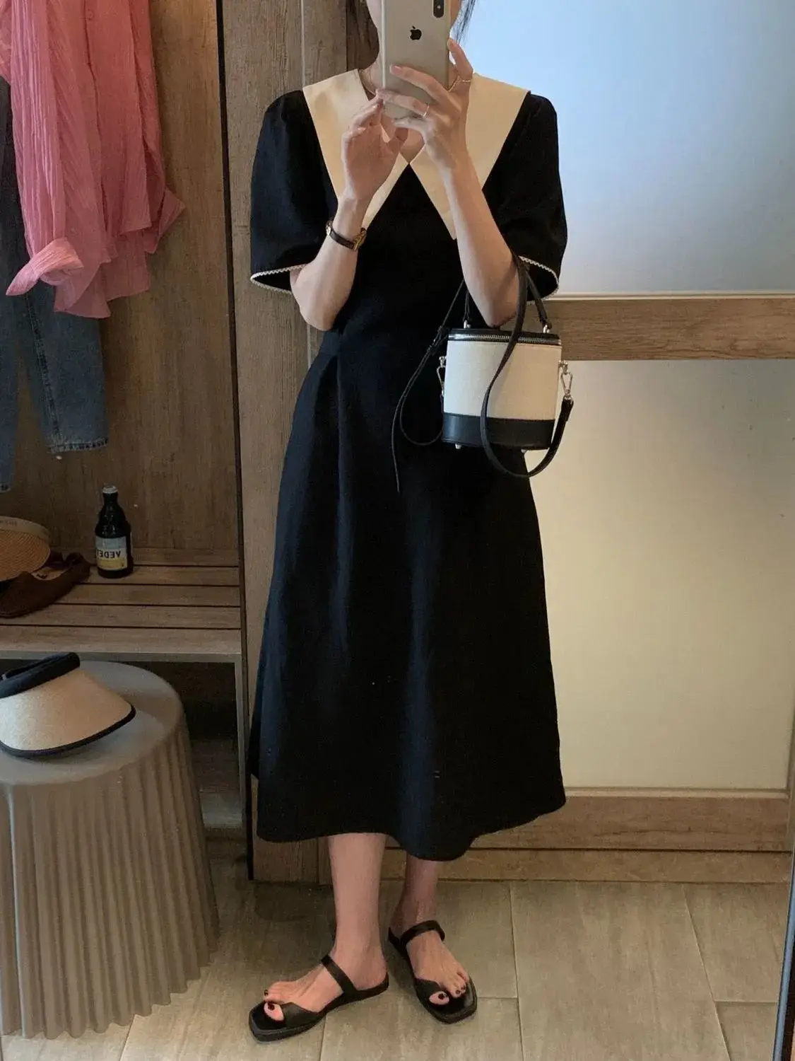 French V-Neck Black Dress for Plus Size Women — feature 4
