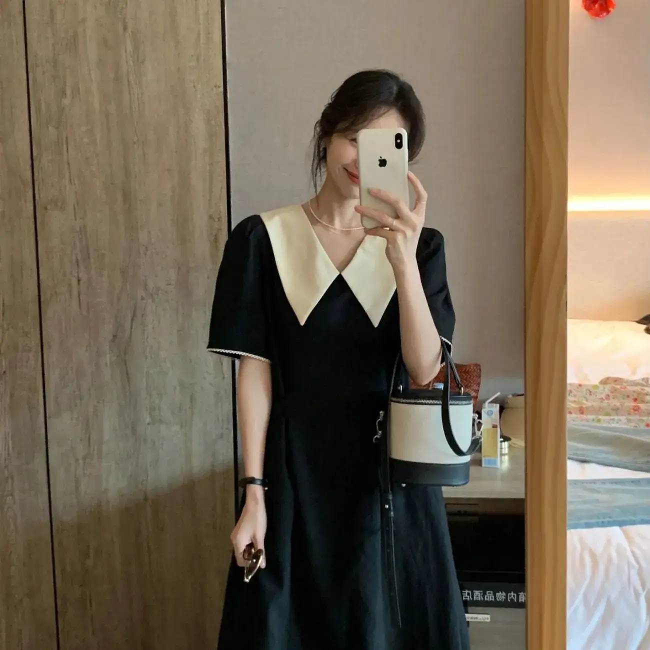 French V-Neck Black Dress for Plus Size Women — feature 5
