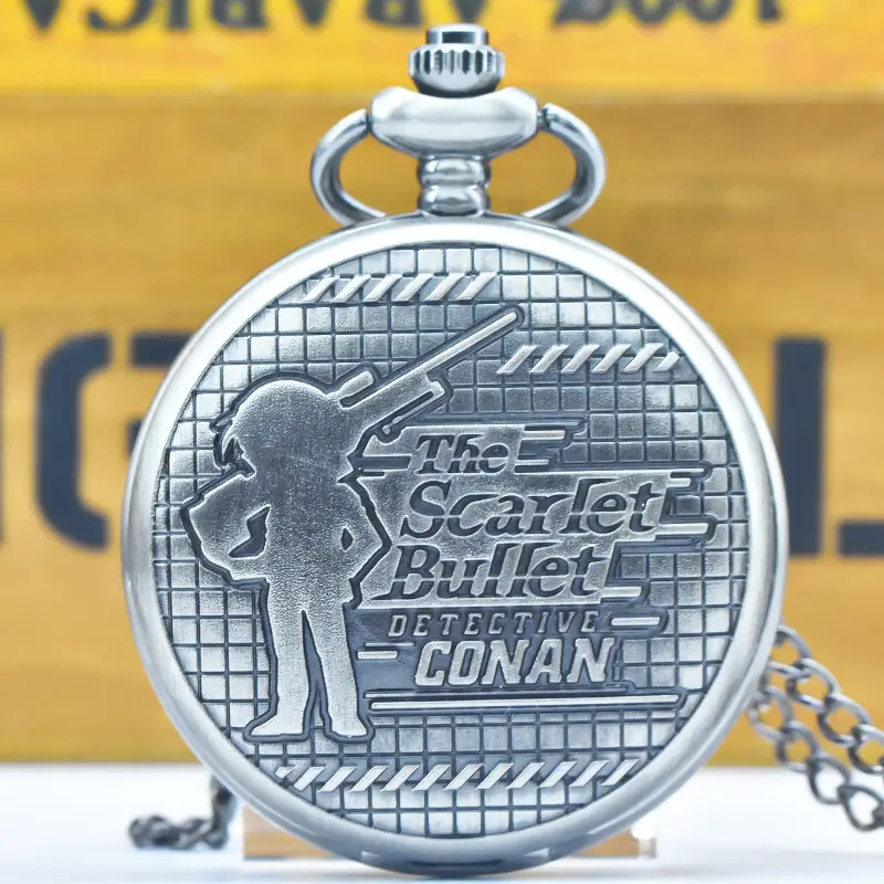 Classic Detective Conan Pocket Watch with Flip Quartz Mechanism