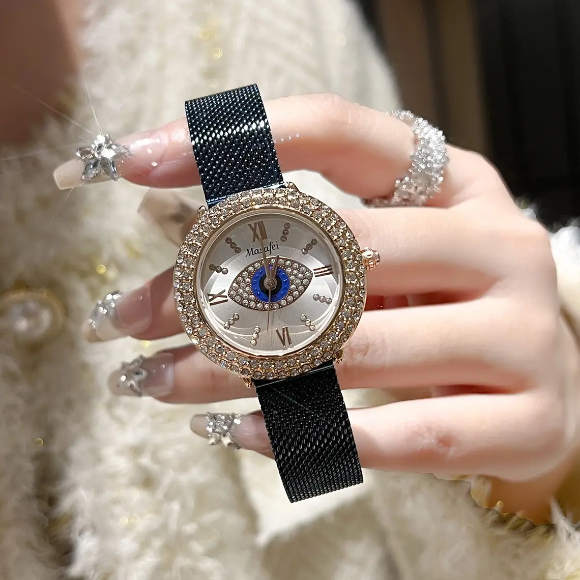 Cross-Border Diamond Watch Set for Women Light Luxury Waterproof - Image 2