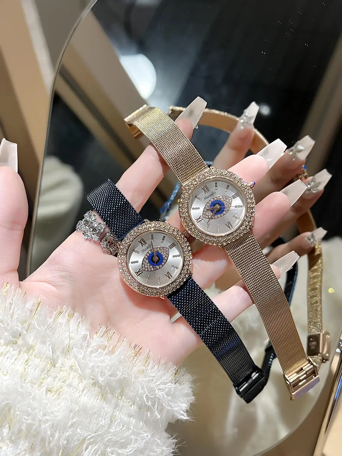 Cross-Border Diamond Watch Set for Women Light Luxury Waterproof — feature 8