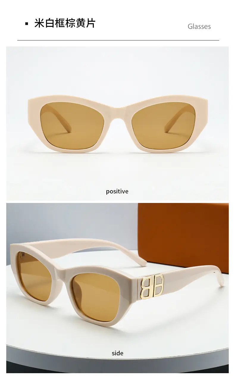 2025 Cat's Eye Sunglasses White Gold Lettered — feature 13