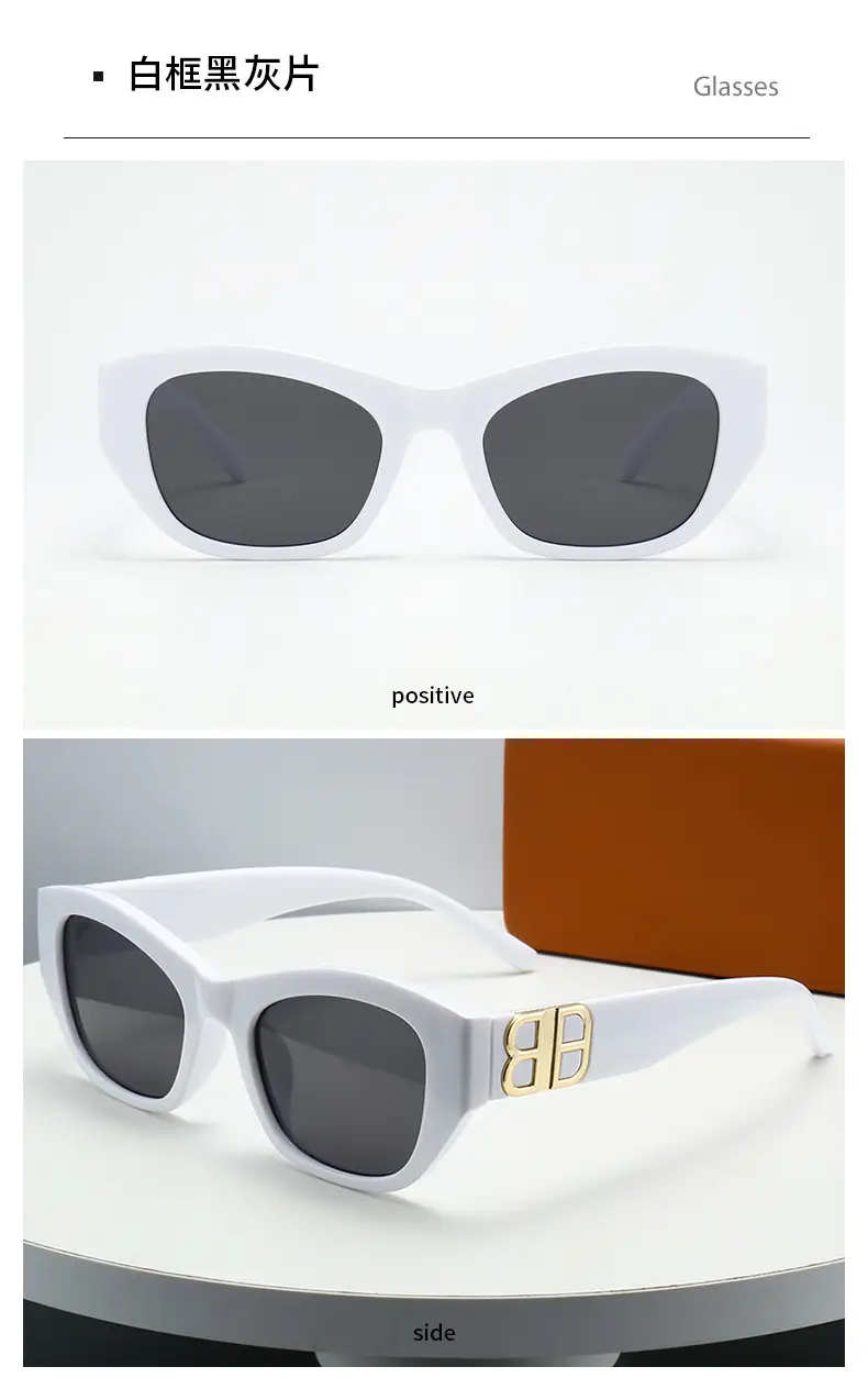 2025 Cat's Eye Sunglasses White Gold Lettered — feature 14