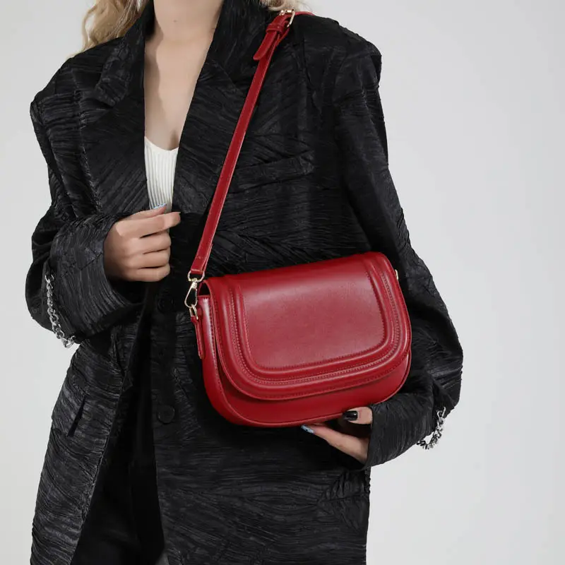 Women's Crossbody Saddle Bag Brown Leather 2025 - Image 5