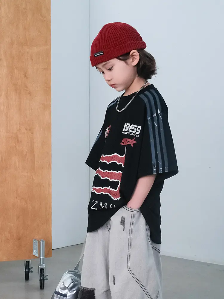 Boys Black Striped T-Shirt Summer 2026 Kids - Image 3