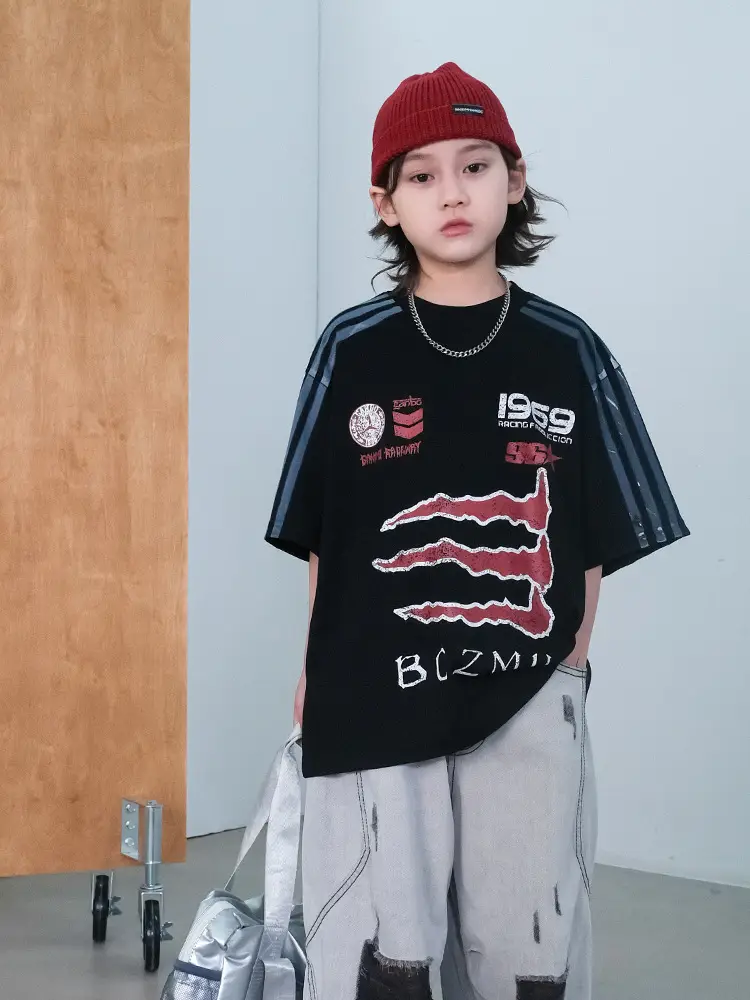 Boys Black Striped T-Shirt Summer 2026 Kids - Image 6