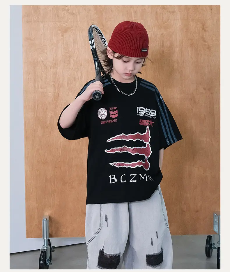 Boys Black Striped T-Shirt Summer 2026 Kids — feature 6