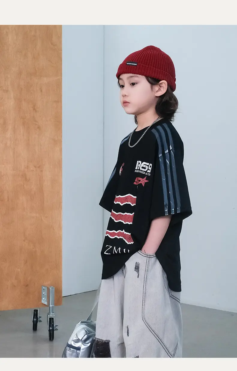 Boys Black Striped T-Shirt Summer 2026 Kids — feature 8