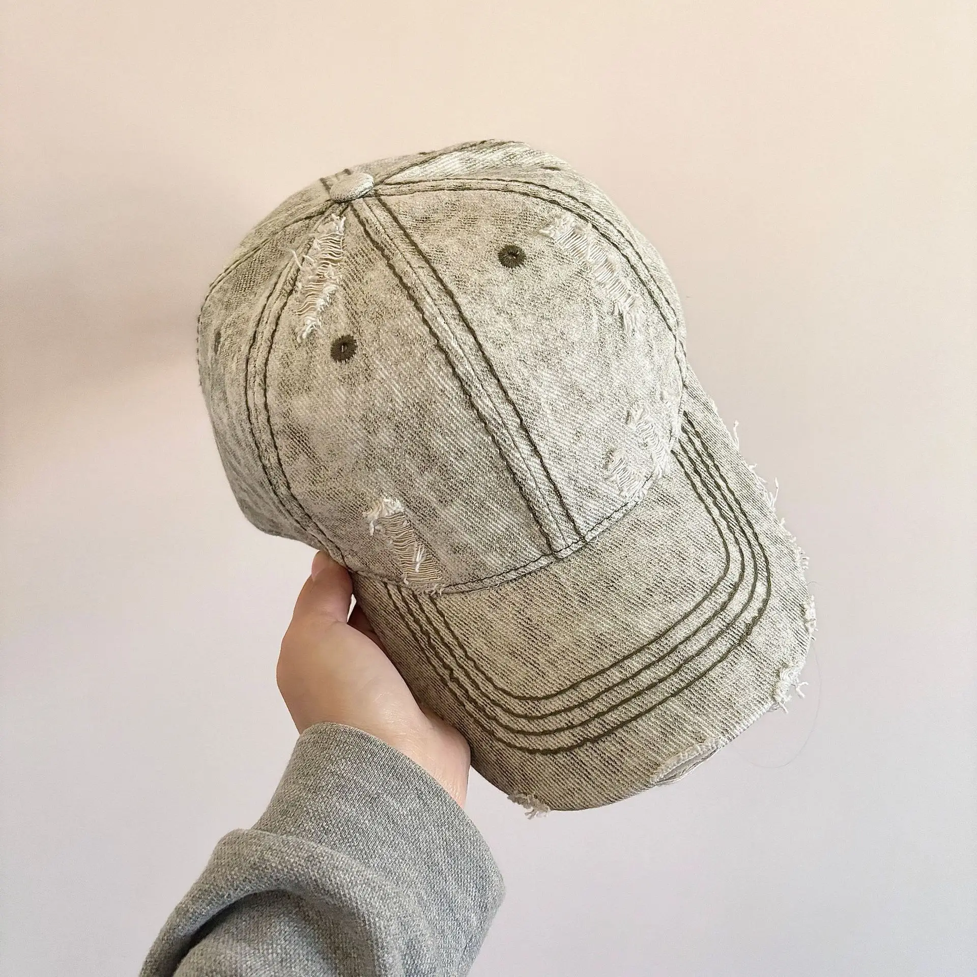 Men's Heavy Industry Denim Hole Baseball Cap