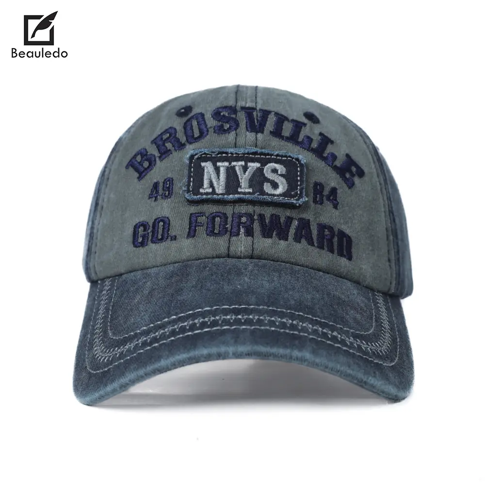 American Retro Washed Vintage Letter Baseball Cap for Women with Large Head Circumference, Wide Brim, Face-Slimming Soft Top Duckbill Cap for Men - Image 8