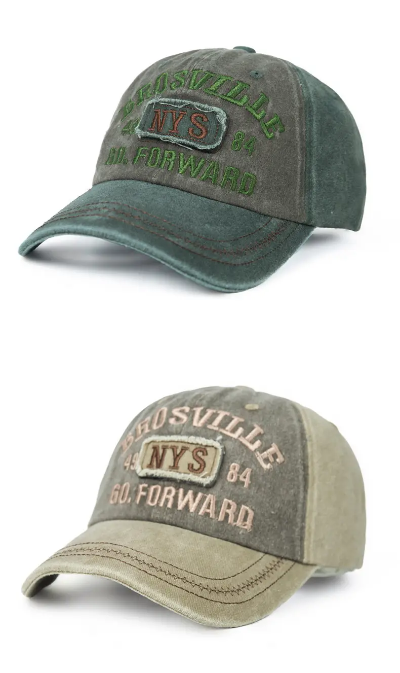American Retro Washed Vintage Letter Baseball Cap for Women with Large Head Circumference, Wide Brim, Face-Slimming Soft Top Duckbill Cap for Men — feature 11