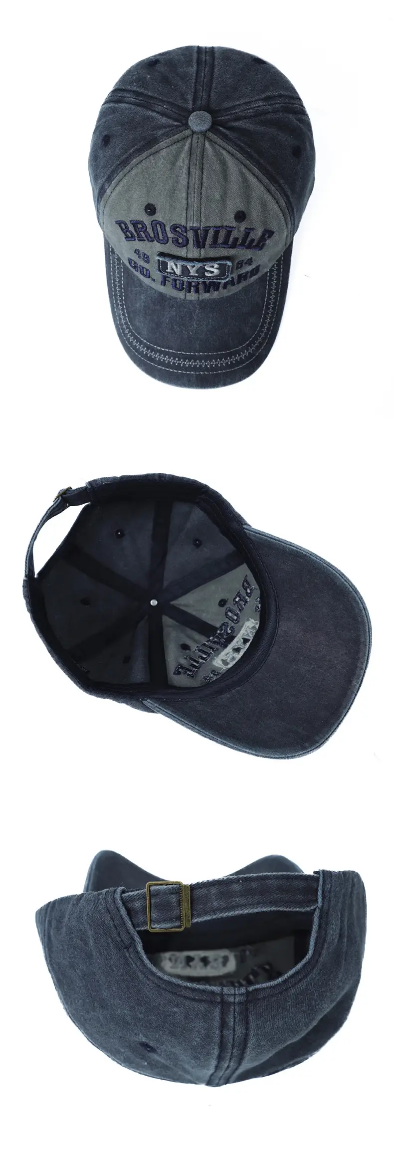 American Retro Washed Vintage Letter Baseball Cap for Women with Large Head Circumference, Wide Brim, Face-Slimming Soft Top Duckbill Cap for Men — feature 13