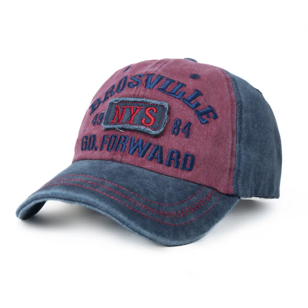 American Retro Washed Vintage Letter Baseball Cap for Women with Large Head Circumference, Wide Brim, Face-Slimming Soft Top Duckbill Cap for Men - Image 3