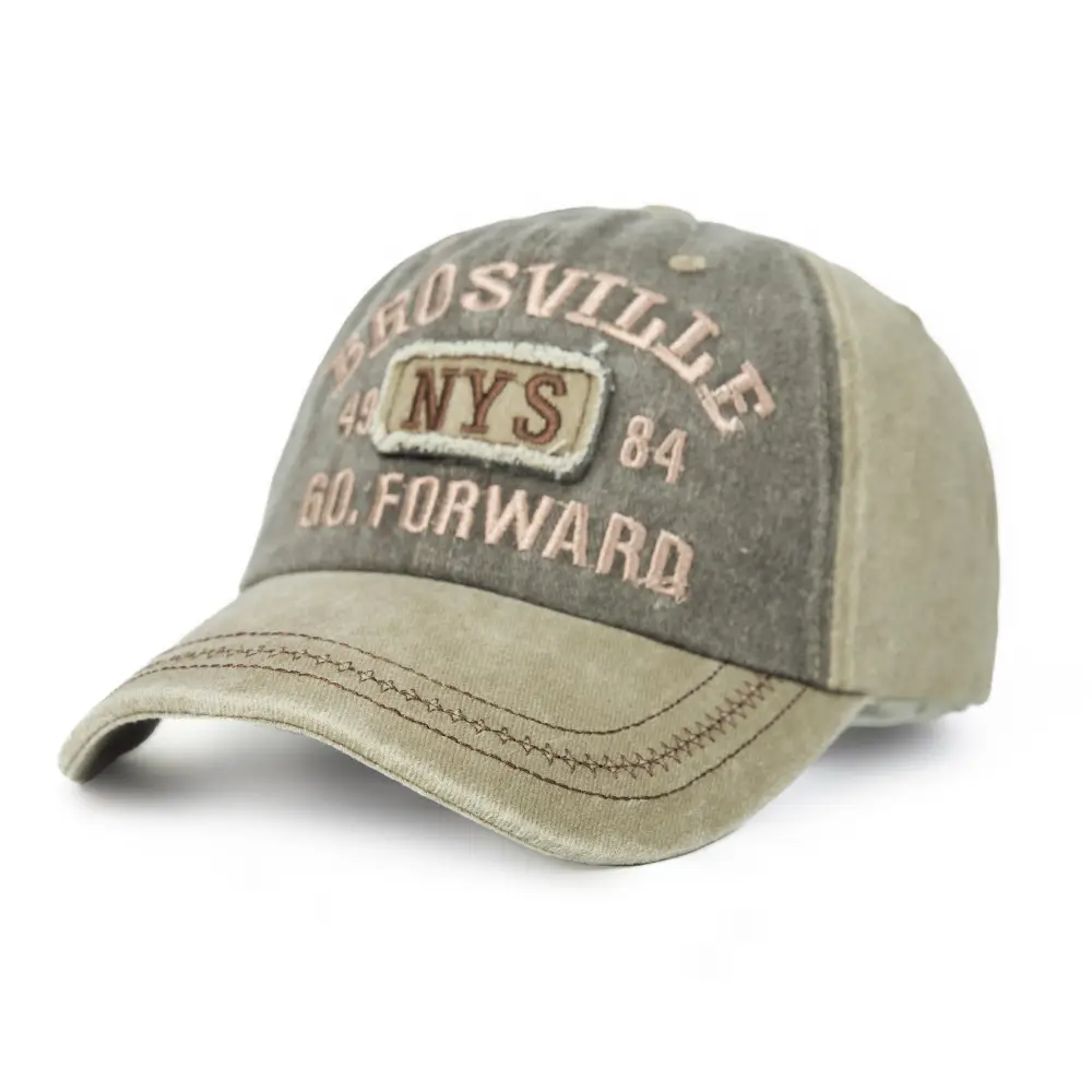 American Retro Washed Vintage Letter Baseball Cap for Women with Large Head Circumference, Wide Brim, Face-Slimming Soft Top Duckbill Cap for Men - Image 5