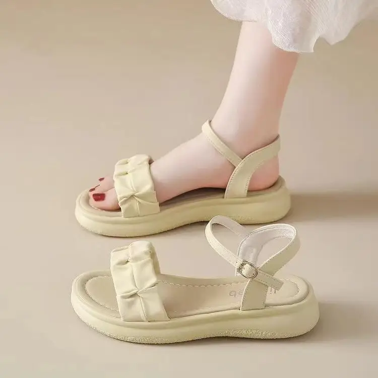 Women's White Roman Strap Flat Sandals Summer 2025 - Image 4
