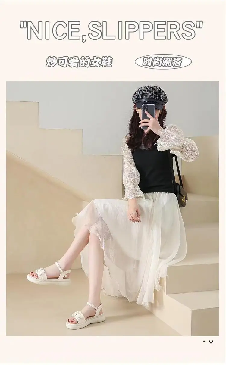 Women's White Roman Strap Flat Sandals Summer 2025 — feature 1