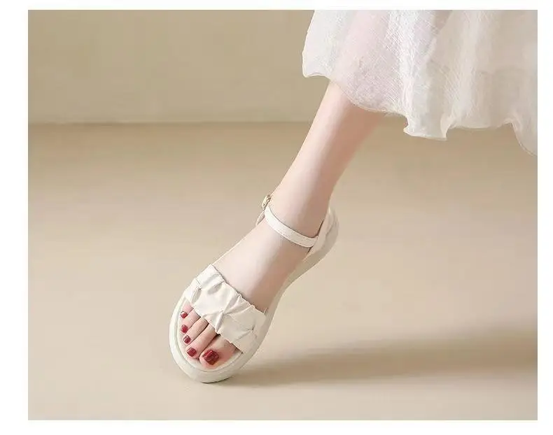 Women's White Roman Strap Flat Sandals Summer 2025 — feature 10