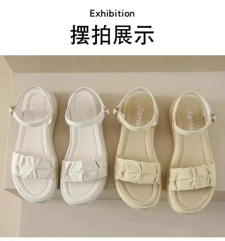 Women's White Roman Strap Flat Sandals Summer 2025 — feature 16