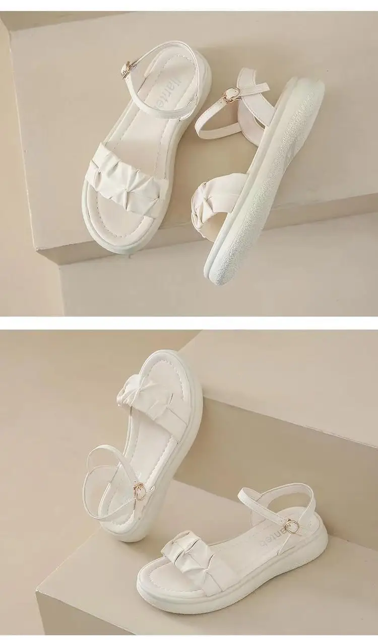 Women's White Roman Strap Flat Sandals Summer 2025 — feature 19