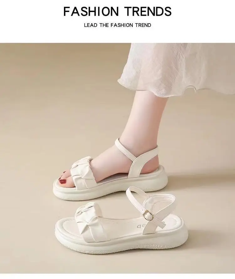 Women's White Roman Strap Flat Sandals Summer 2025 — feature 6