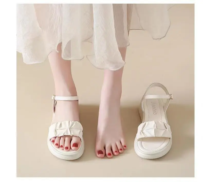 Women's White Roman Strap Flat Sandals Summer 2025 — feature 7