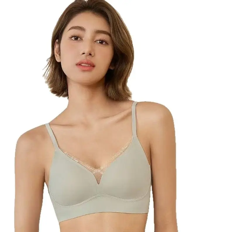 Seamless Latex Bra with Spaghetti Straps, No Rims, White - Image 9