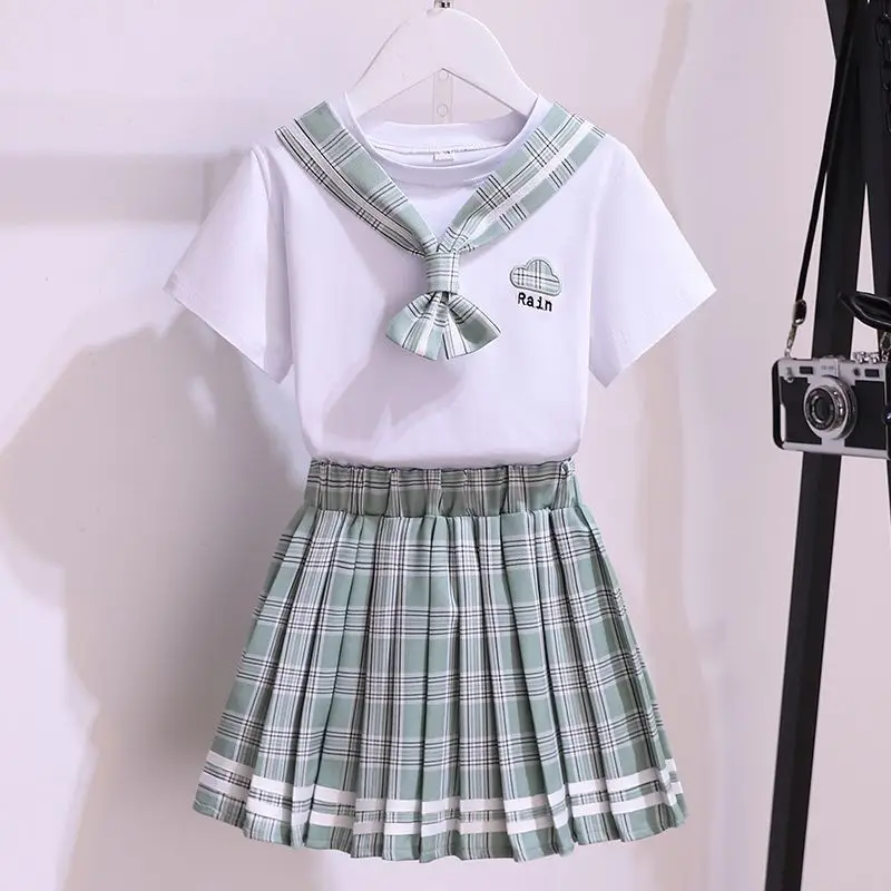 Girls Plaid Pleated Summer Dress Pink - Image 5