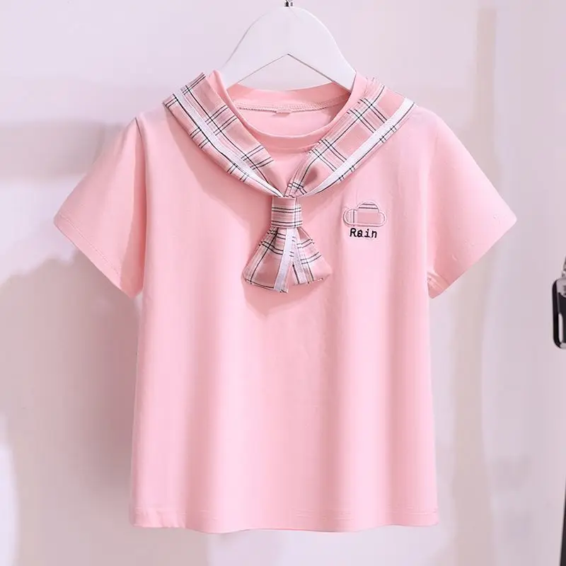 Girls Plaid Pleated Summer Dress Pink - Image 6
