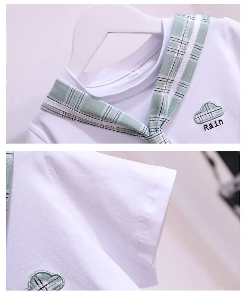 Girls Plaid Pleated Summer Dress Pink — feature 13
