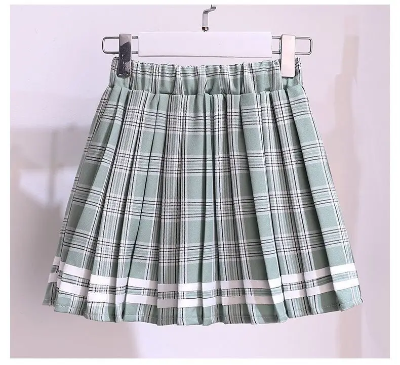 Girls Plaid Pleated Summer Dress Pink — feature 15