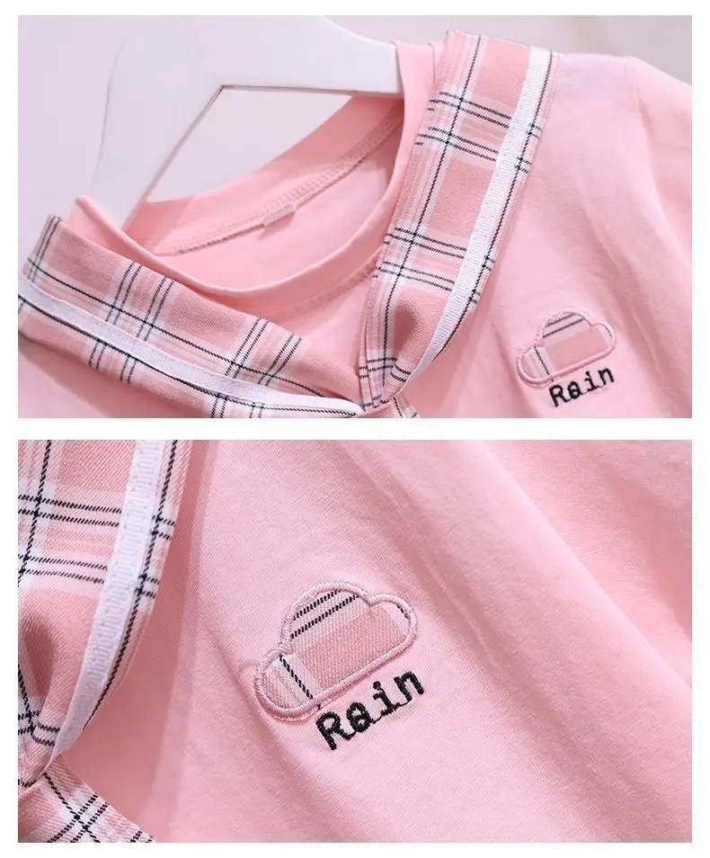 Girls Plaid Pleated Summer Dress Pink — feature 5