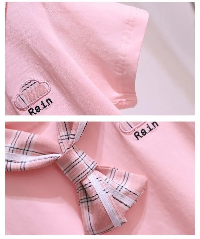 Girls Plaid Pleated Summer Dress Pink — feature 6