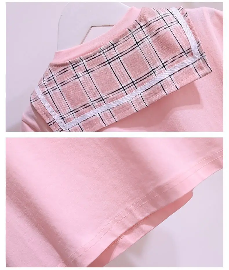 Girls Plaid Pleated Summer Dress Pink — feature 7