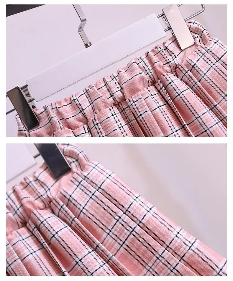Girls Plaid Pleated Summer Dress Pink — feature 9