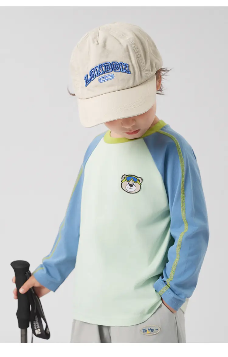 Kids Long Sleeve T-Shirt Pure Cotton Spring Blue Green — feature 17