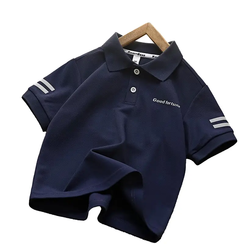 Children's Boys Polo Shirt Navy Blue Quick Dry Short Sleeve - Image 7