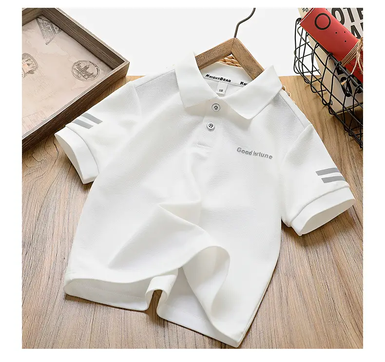 Children's Boys Polo Shirt Navy Blue Quick Dry Short Sleeve — feature 14