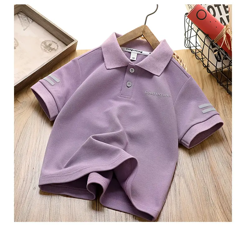 Children's Boys Polo Shirt Navy Blue Quick Dry Short Sleeve — feature 15