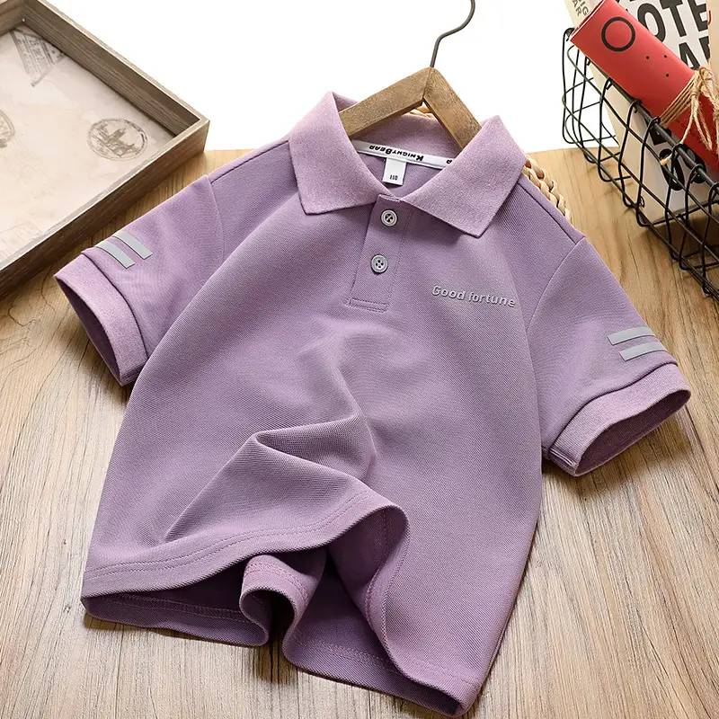 Children's Boys Polo Shirt Navy Blue Quick Dry Short Sleeve - Image 3