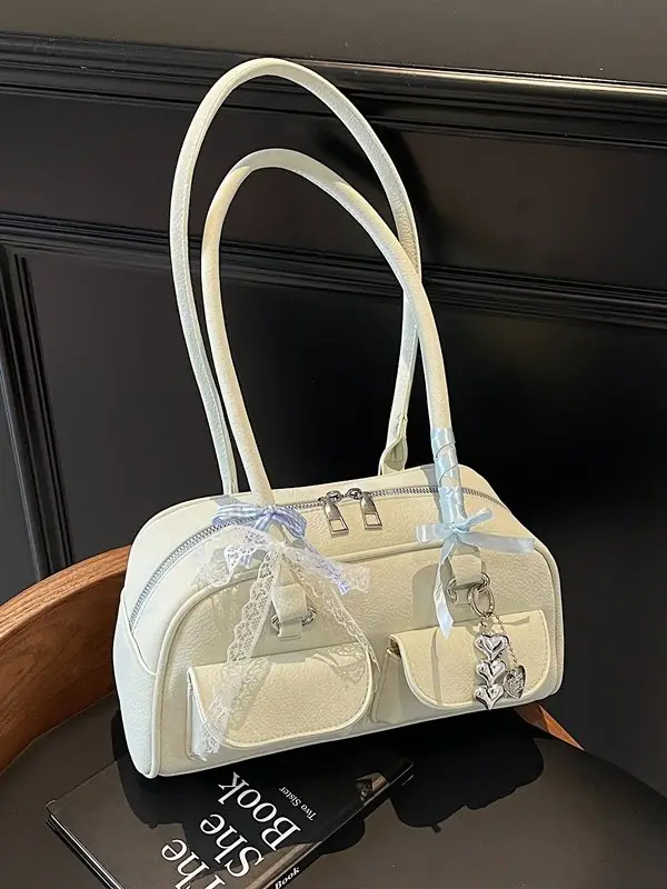 Women's Cream Crossbody Bag with Chain Strap - Image 12