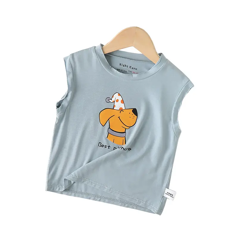 Boys Summer Sleeveless T-Shirt Vest Set Light Blue - Image 10