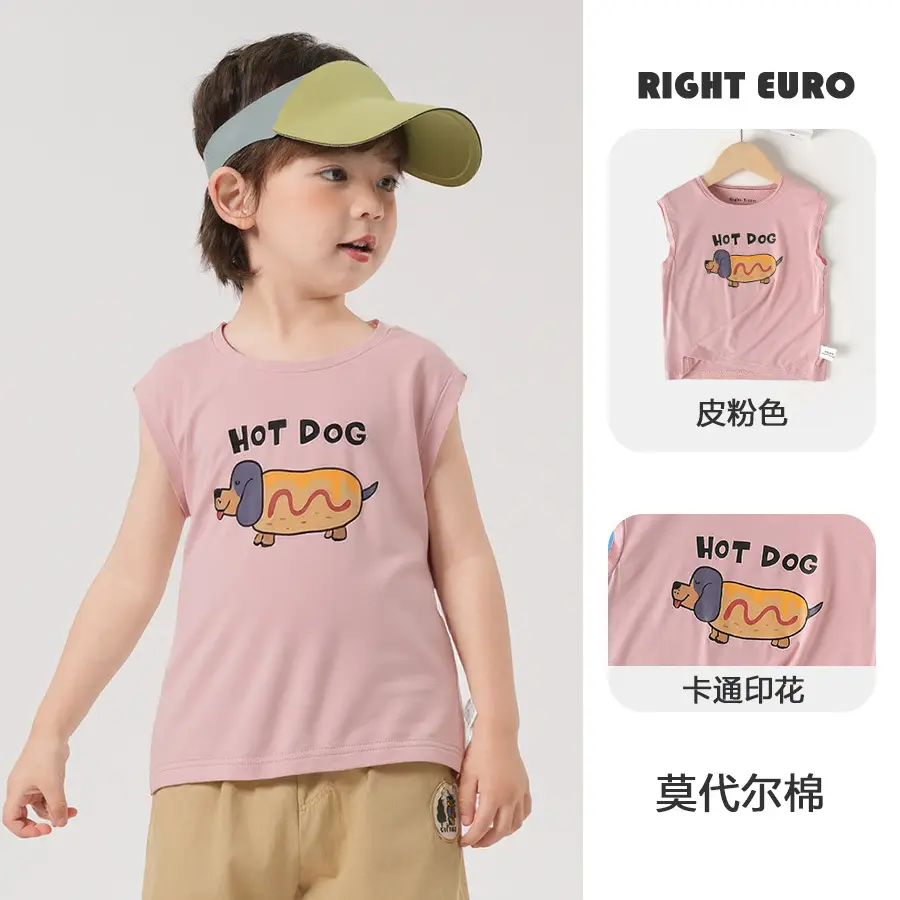 Boys Summer Sleeveless T-Shirt Vest Set Light Blue - Image 4